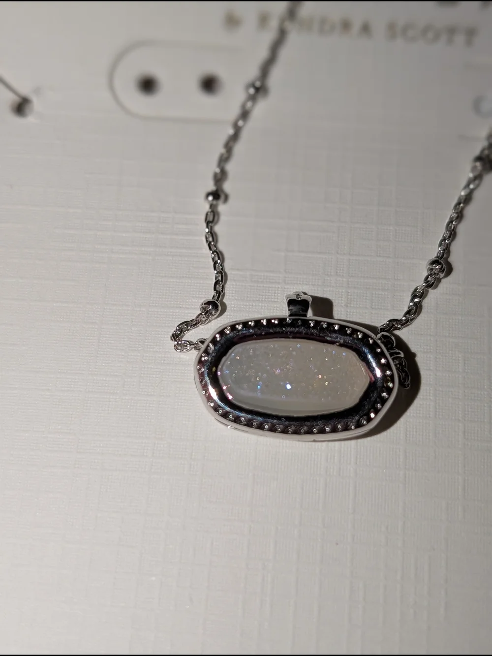 Kendra Scott Color Bar Silver Locket Necklace with Stones